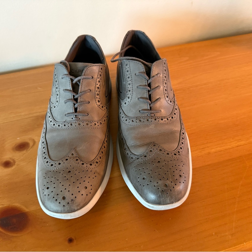 Rockport Total Motion Advance Wingtip Oxford Shoes Mens 11 Gray Leather CH9688